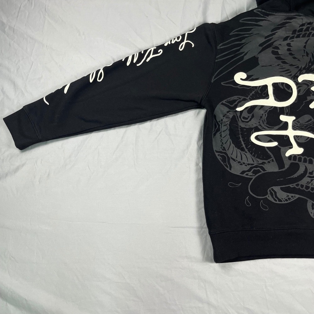Ed Hardy Mens Tiger Love Kills Slowly Y2K Black Graphic Hoodie EHM1300-52 Medium - Picture 9 of 14